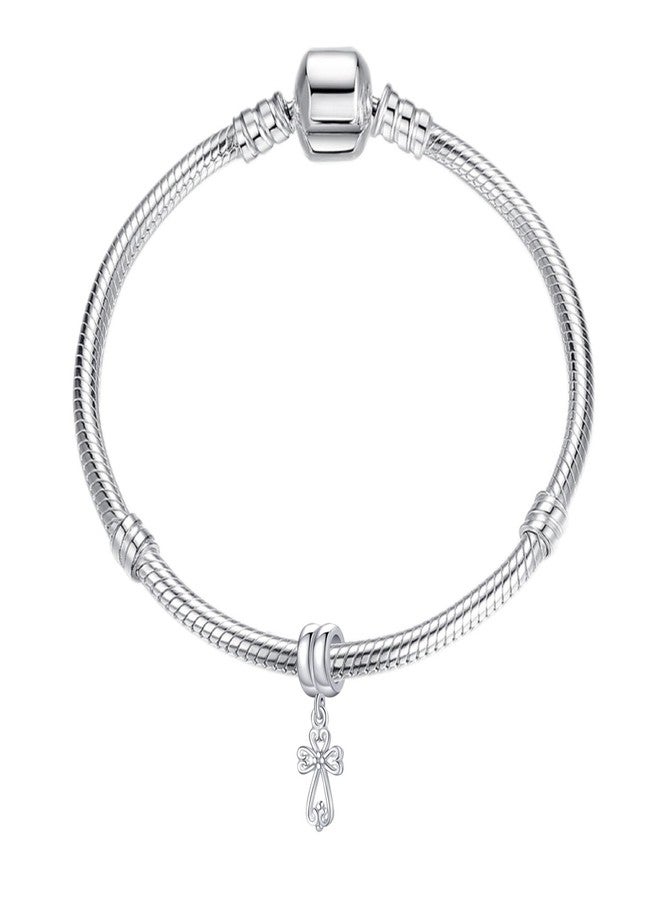 LAMOONY Filigree Heart Cross Charm 925 Sterling Silver Bible Bead Keep Faith Anniversary Christmas Pendant for Pandora Bracelets - Image 3
